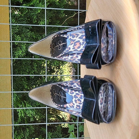 Jessica Simpson Womens Kendale Patent Leather Bow Peep Toe Heel Black Size 8.5 - Picture 4 of 13